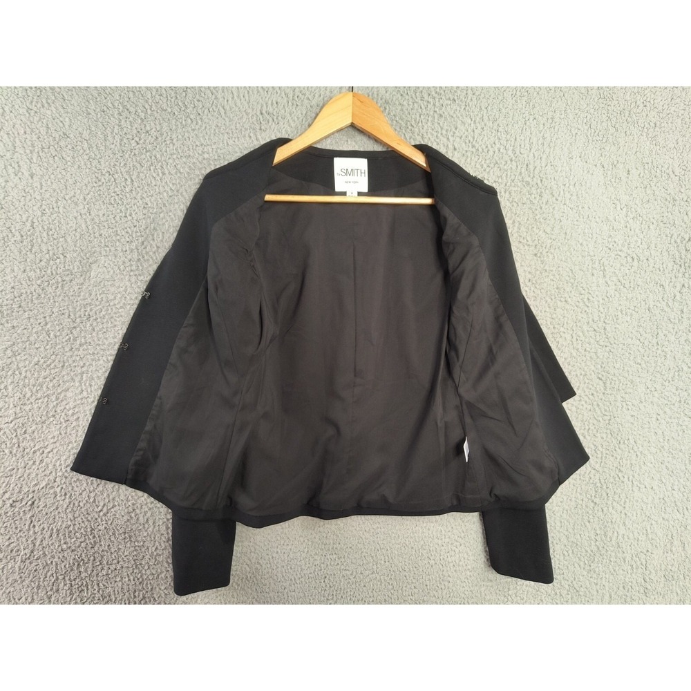 By Smith New York‎ USA Black Geometric Panel Hook Front Designer Jacket Size 0 - Picture 4 of 13